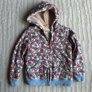 Mini Boden Borg Sherpa lined floral hoodie
